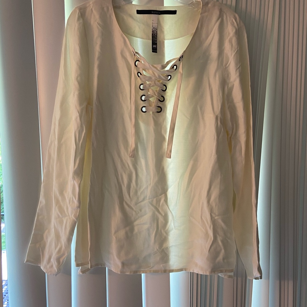 Kensie Lace Up Blouse